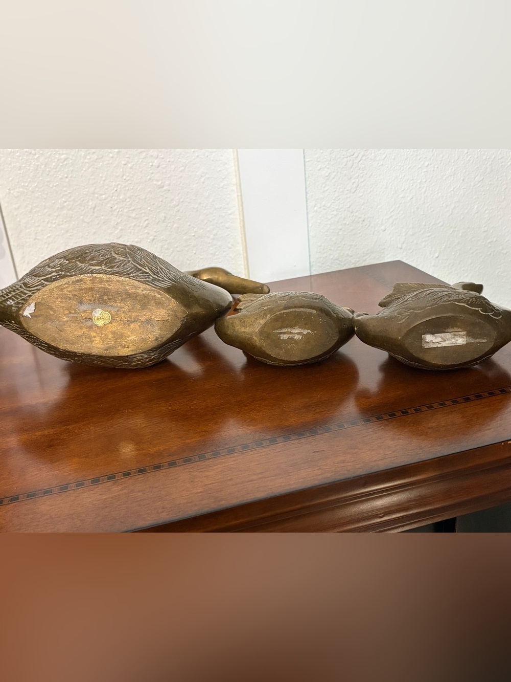 Vintage Brass Swan Planters 3 Piece Set - Picture 12 of 12